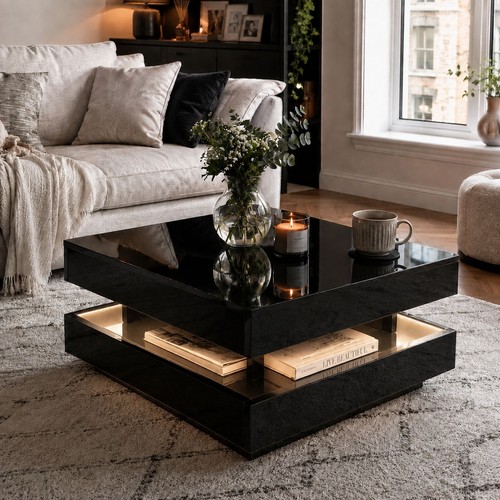 Rotating coffee table black - table,