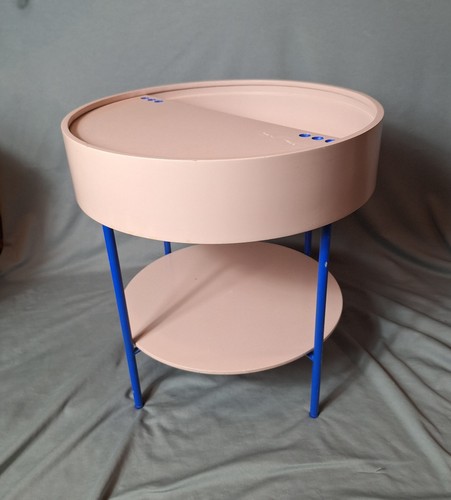 Round pink table with storage - round,